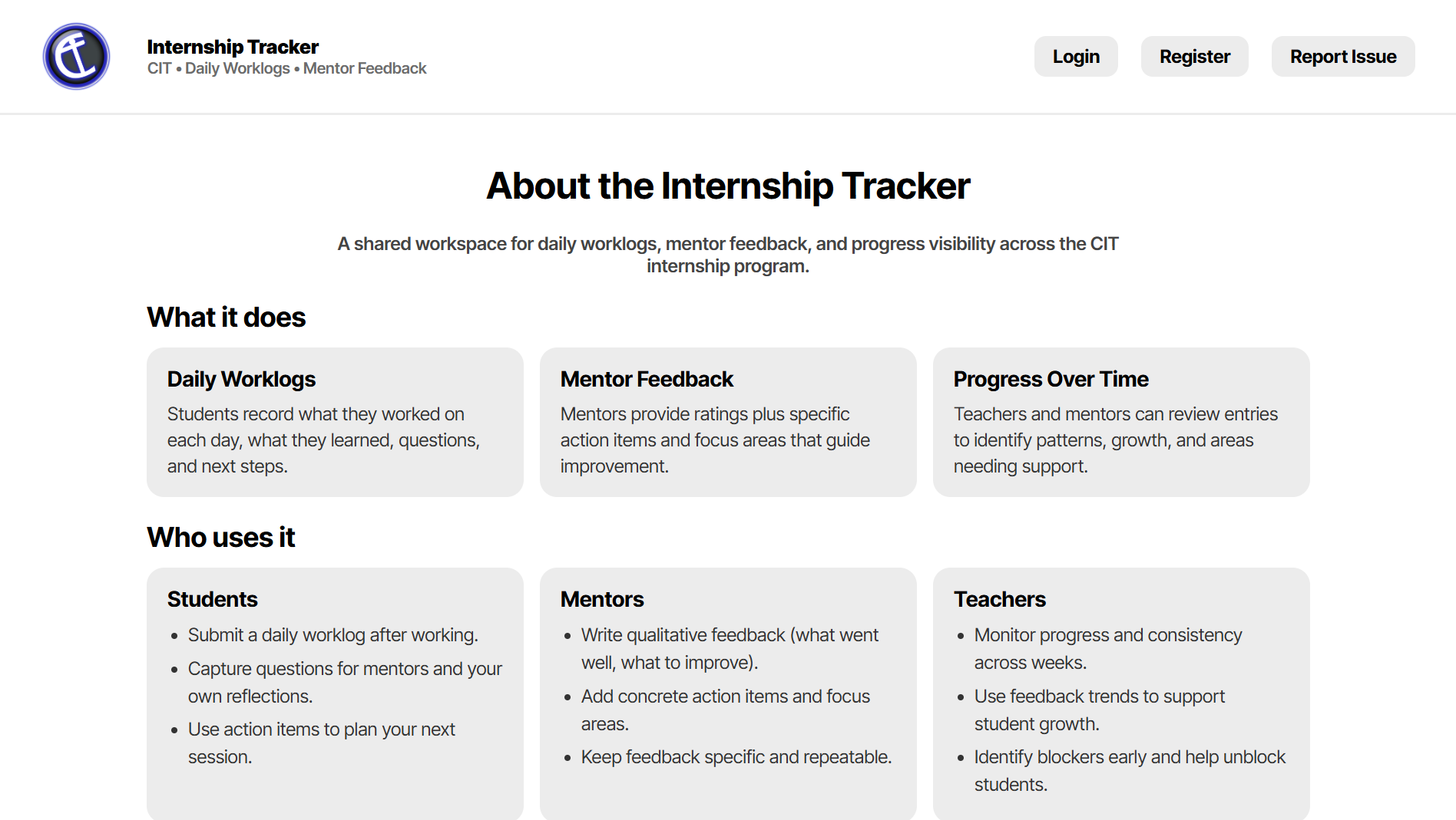 CIT Internship Management Preview